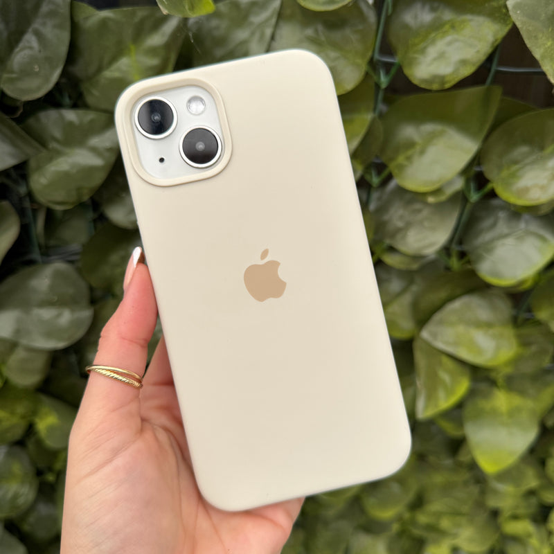 Oat Beige Logo Silicone iPhone Case