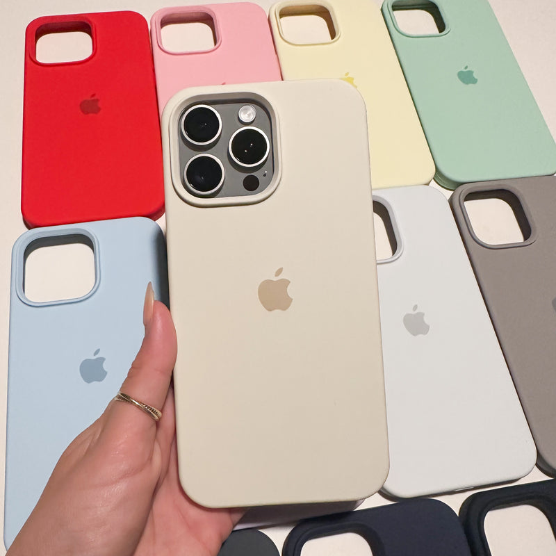 Oat Beige Logo Silicone iPhone Case