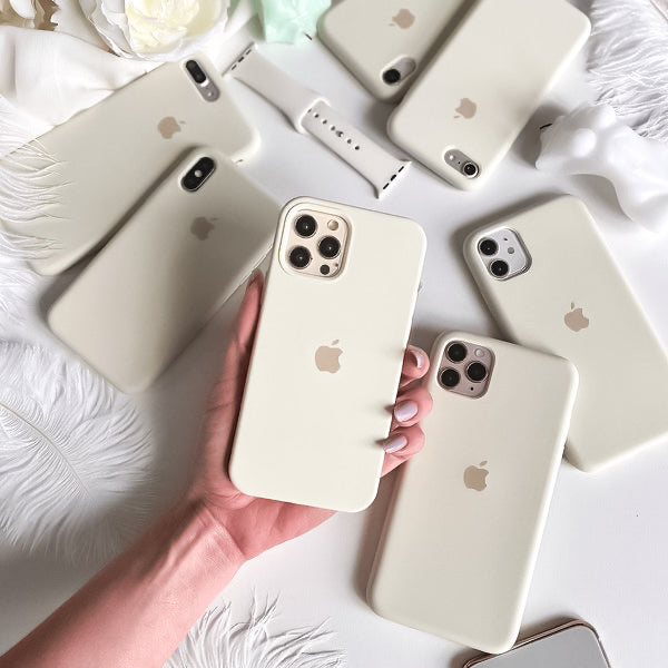 Oat Beige Logo Silicone iPhone Case